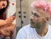 Saçlarını pembeye boyayan Kabilay Aka'yı sevgilisi tıraş etti