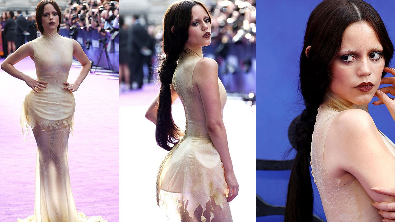 Cesur, şık ve gotik! Jenna Ortega, "Wednesday" 2. sezon prömiyerinde boy gösterdi