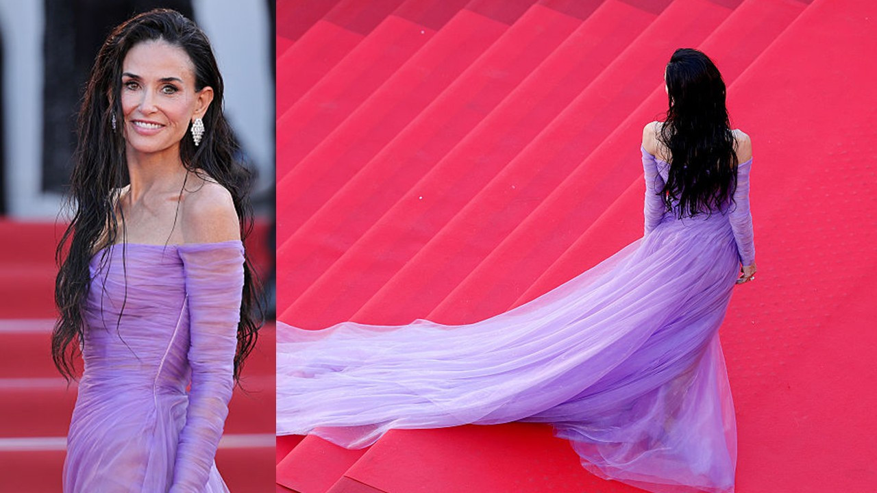 Demi Moore, Cannes Film Festivali’nin ikinci gününde Gucci imzalı elbisesiyle