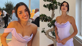 Hande Erçel'in lila rengi elbisesi ve stil detayları
