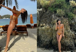 Oyuncu Nesrin Cavadzade'den tatil pozları