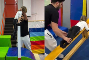 Kıvanç Tatlıtuğ'un oğlu Kurt Efe'nin spor yaptığı anlar