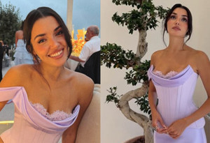 Hande Erçel'in lila rengi elbisesi ve stil detayları