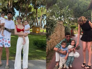 Yasemin Şefkatli ve İdo Tatlıses ikizleriyle tatile gitti
