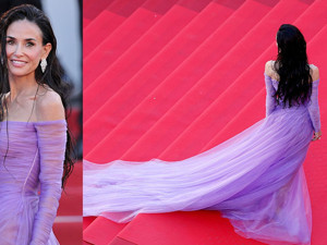 Demi Moore, Cannes'ın ikinci gününde Gucci imzalı elbisesiyle
