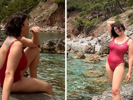 Nurgül Yeşilçay'dan mayolu poz