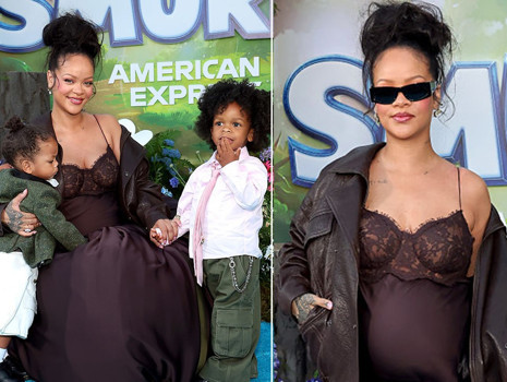 Rihanna, Şirinler'e oğullarıyla geldi! Stilleri mercek altında