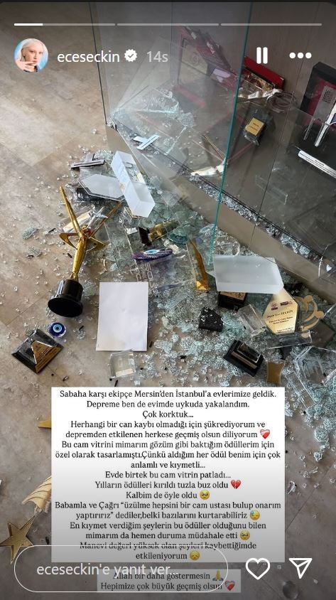 Şarkıcı Ece Seçkin depreme uykuda yakalandı: "Yılların ödülleri kırıldı, tuzla buz oldu, kalbim de öyle oldu" - Resim : 1