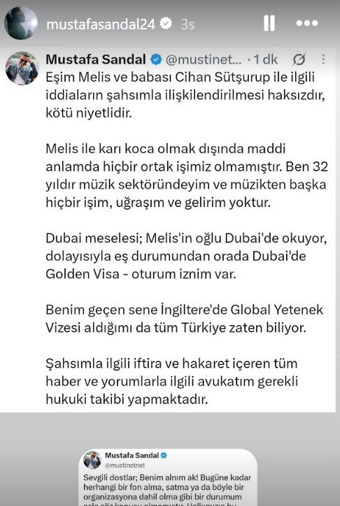 Mustafa Sandal'dan açıklama: Melis Sandal ile ortak işimiz yok - Resim : 3