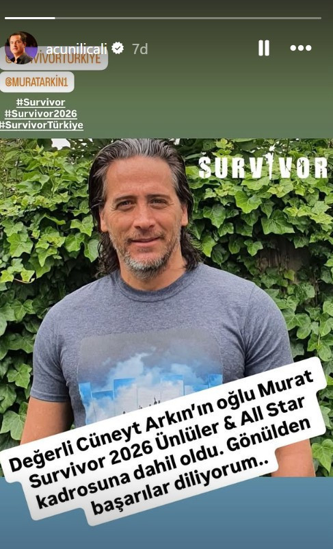 Acun Ilıcalı Survivor'a katılacak yeni yarışmacıyı duyurdu: Cüneyt Arkın'ın oğlu Murat Arkın - Resim : 1