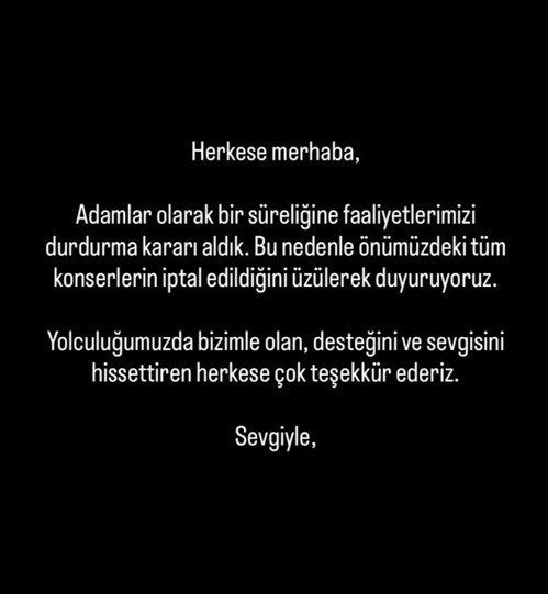 Adamlar grubu faaliyetlerine ara verdi, konserler iptal edildi - Resim : 1