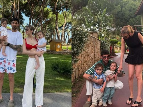 Yasemin Şefkatli ve İdo Tatlıses ikizleriyle tatile gitti