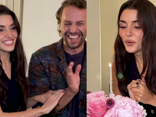 32 yaşına girdi! Hande Erçel'e sette doğum günü sürprizi