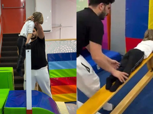 Kıvanç Tatlıtuğ'un oğlu Kurt Efe'nin spor yaptığı anlar