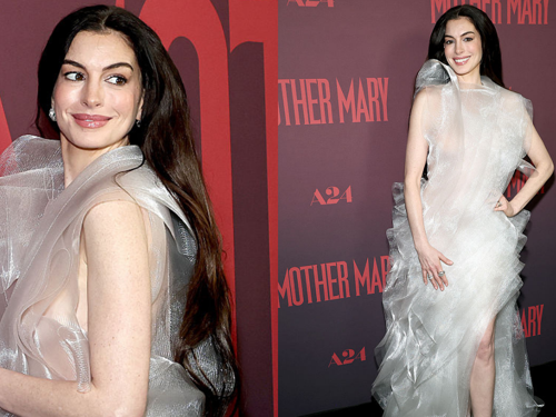 Anne Hathaway’in,  kırmızı halıda Lever Couture imzalı stili