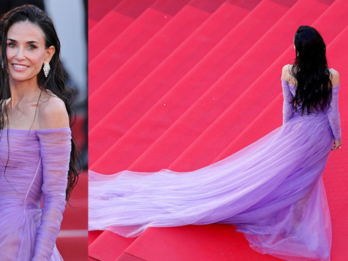 Demi Moore, Cannes'ın ikinci gününde Gucci imzalı elbisesiyle