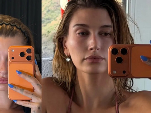 Hailey Bieber'dan yaz trendi: Elektrik mavisi manikürü