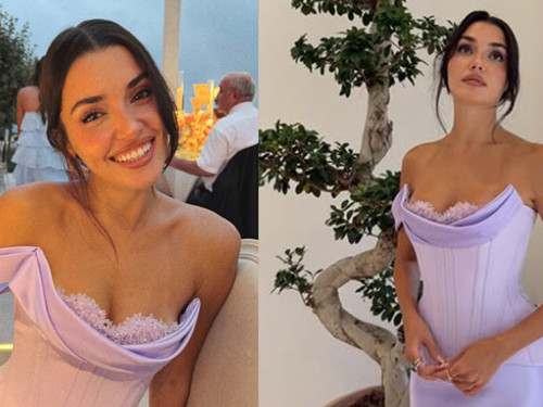 Hande Erçel'in lila rengi elbisesi ve stil detayları