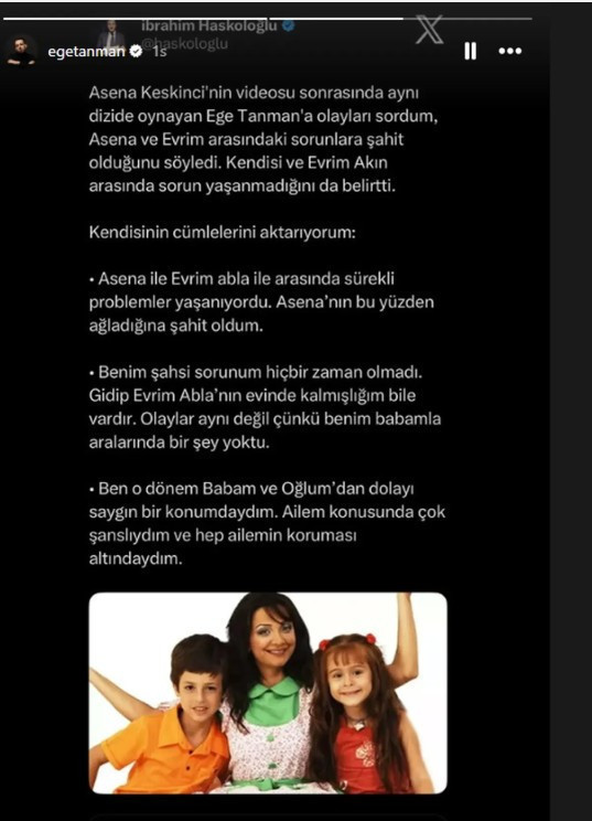 Bez Bebek'in diğer oyuncusu Ege Tanman, Asena Keskinci'nin Evrim Akın iddiasını doğruladı - Resim : 1