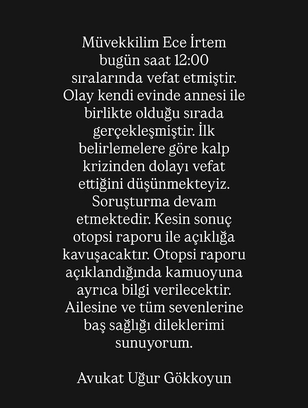 Kızılcık Şerbeti dizisi ile tanınan Ece İrtem hayatını kaybetti - Resim : 2