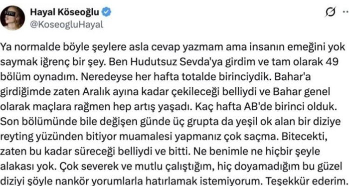 'Bahar' dizisinin oyuncusu Hayal K&ouml;seoğlu, kendisine gelen eleştiriye yanıt verdi - Resim : 2