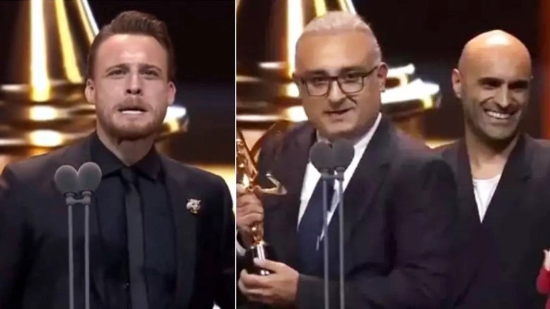 Ödül töreninde taklidini yapan Onur Atilla'ya Kerem Bursin'den cevap