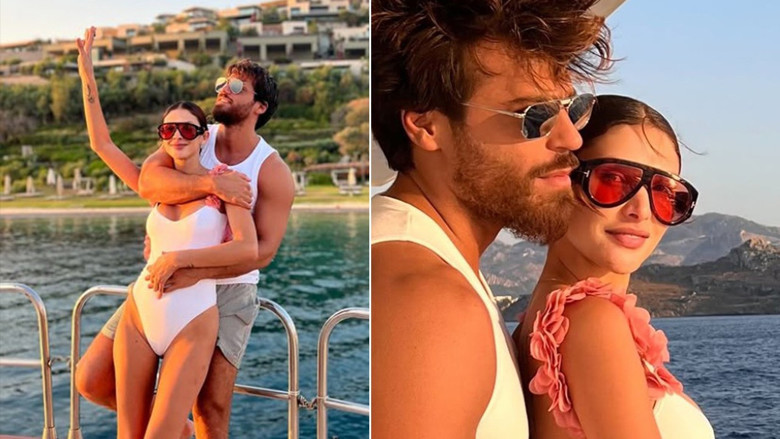 Can Yaman ve DJ Sara Bluma'dan tekne pozları