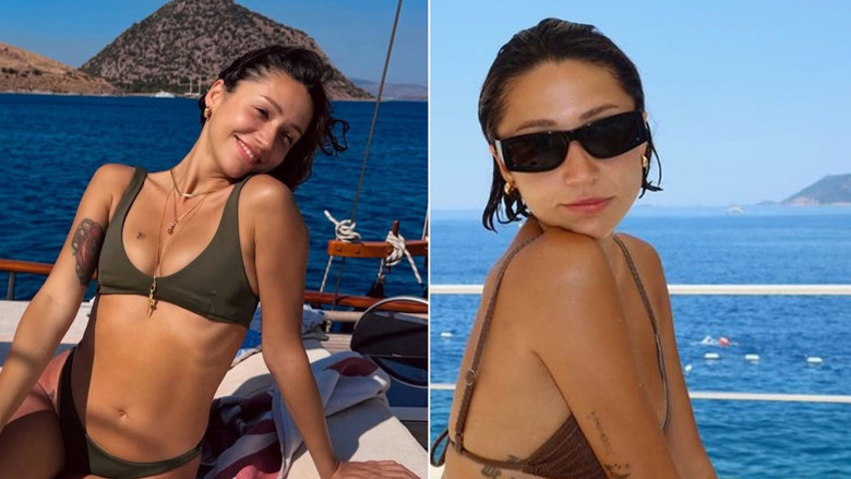 Zeynep Bastık tekne tatilinden paylaştı